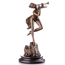 Danseres met klarinet bronzen beeld