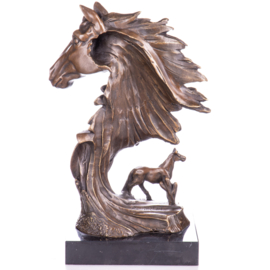 Indiaan met paard bronzenbeeld