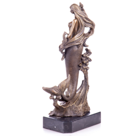 Zeemeermin met zeepaardje bronzenbeeld