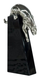 Art-deco kruipende zilverbronzen panter