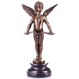 Bronzen engel cupido beeld "Vici"