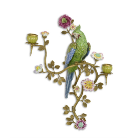 Wandkandelaar vogel porselein brons