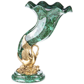 Porselein bronzen vaas met een zwaan
