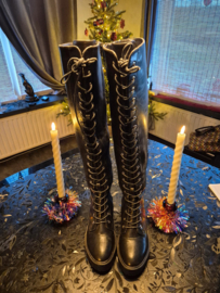 Zwarte Even&Odd overknee veterlaarzen
