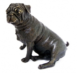 Bronzen zittend buldog puppy hond beeld