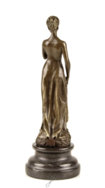 Bronzen beeld elegante vrouw