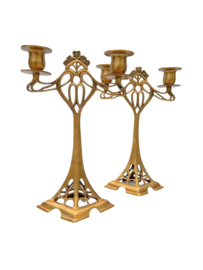 Jugendstil set bronzen kandelaars