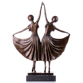 Twee danseressen bronzen beeld