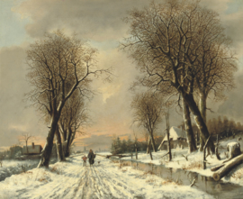 Antiek winterlandschap schilderij