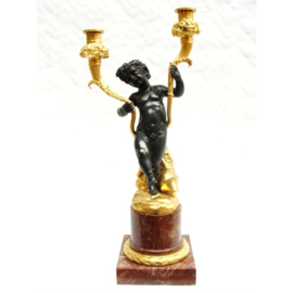 Cherub verguld bronzen kandelaars