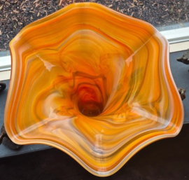 Murano stijl oranje grote glazen vaas