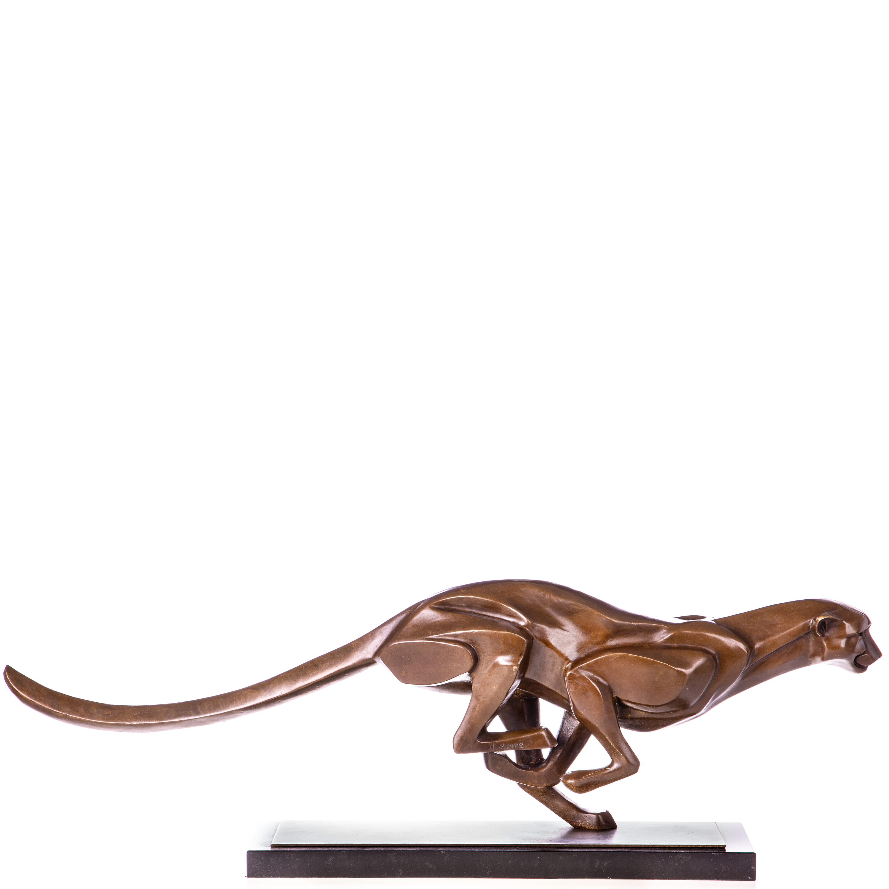 Bronzen rennende groot panterbeeld