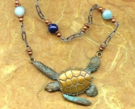 Bronzen zeeschildpadden sieraden set