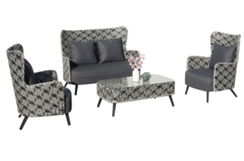 Wicker Fifties lounge set zwart wit