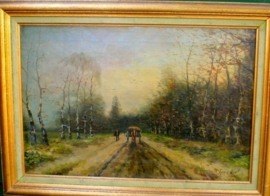Olieverf schilderij van een karretje