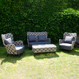 Wicker Fifties lounge set zwart wit