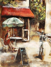 3D metalen schilderij Frans café