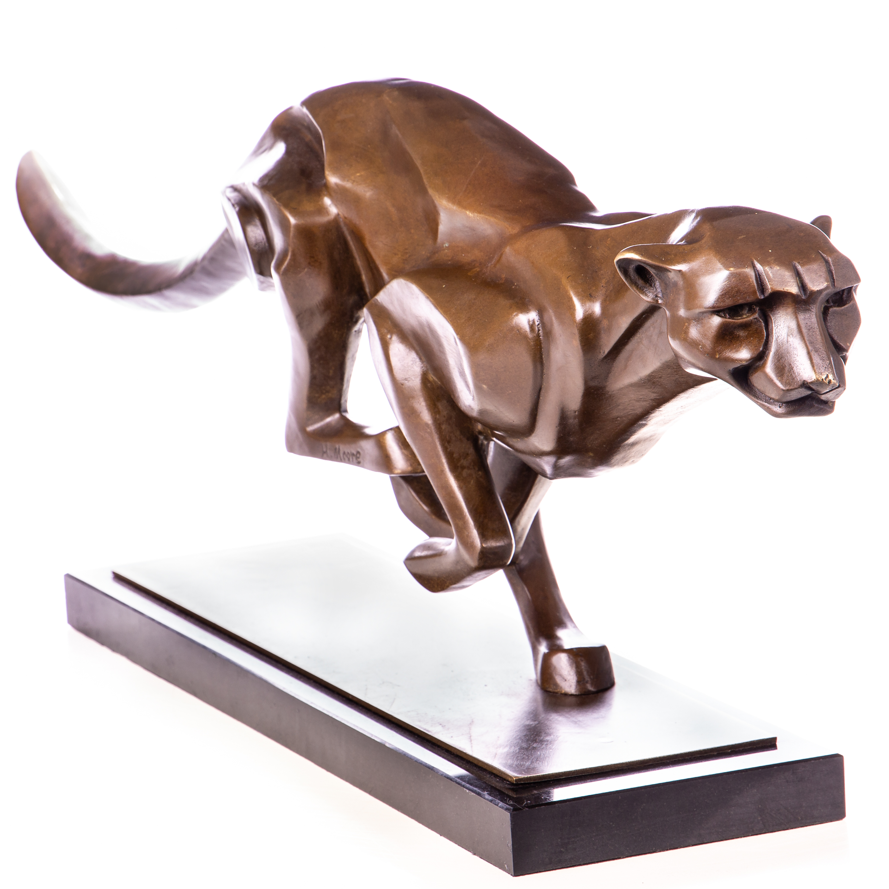 Bronzen rennende groot panterbeeld
