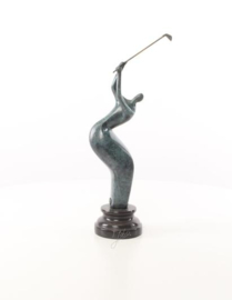 Abstract groen bronzen golfspeler beeld