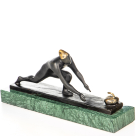 Bronzen curlingtrofeebeeld