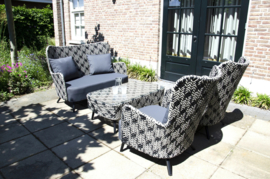Wicker Fifties lounge set zwart wit