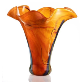 Murano stijl oranje grote glazen vaas