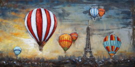 Ballonvaart boven Parijs schilderij