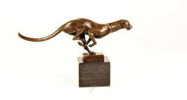 Bronzen rennende jachtluipaard beeld
