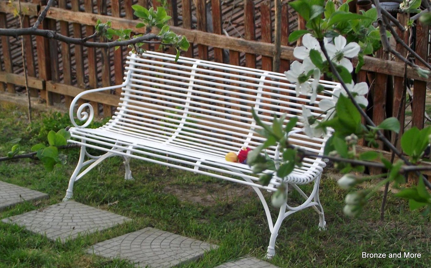 Franse smeedijzeren 3 zits tuinbank