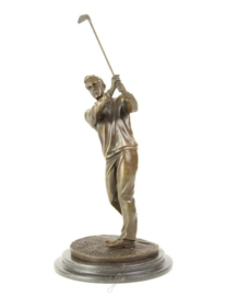 Bronzen golfspeler beeld
