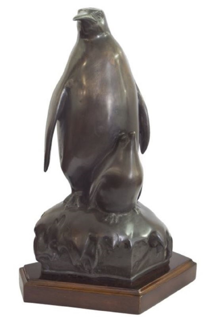 Bronzen beeld pinguïn met jong