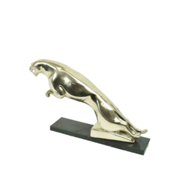 Jaguar Art Deco zilver bronzen beeld