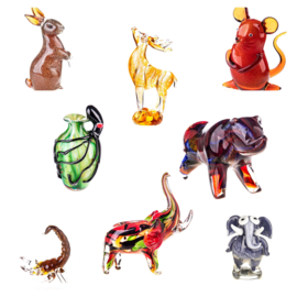 Murano stijl glazen sculpturen