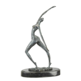 Naakt dansende bronzen vrouw beeld