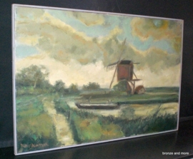 Schilderij met molen Rinus Blomsteel