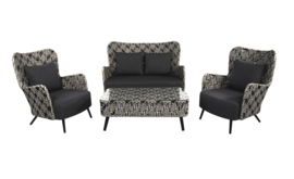 Wicker Fifties lounge set zwart wit
