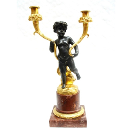 Cherub verguld bronzen kandelaars