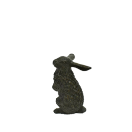 Bronzen beeld konijn op de uitkijk