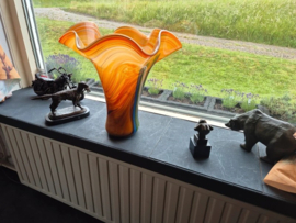 Murano stijl oranje grote glazen vaas