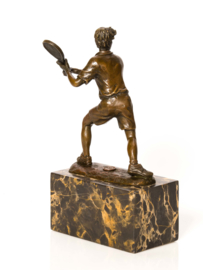 Bronzen tennisspeler backhand beeld