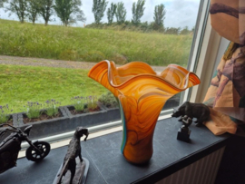 Murano stijl oranje grote glazen vaas