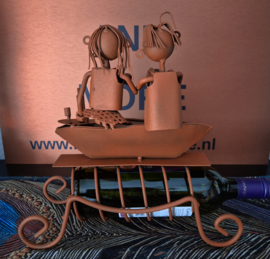 Originele wijnfleshouder "Samen in een bootje"