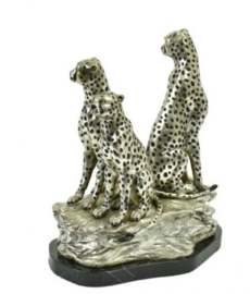 Brons zilveren groep cheeta beeld