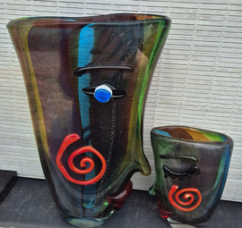 Moeder met haar kind glazen Murano stijl vaas