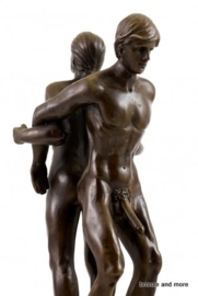 Bronzen naakte homo mannen beeld