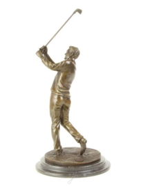 Bronzen golfspeler beeld