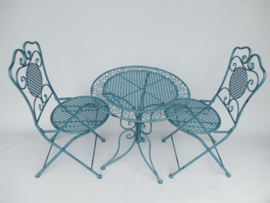 Bistro set antiek blauw ijzer