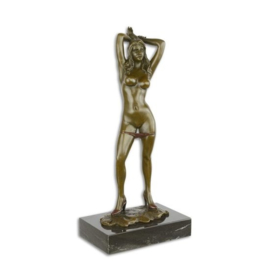 Naakt bronzen beeld vrouw met slipje