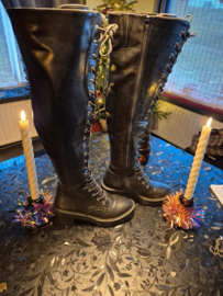 Zwarte Even&Odd overknee veterlaarzen