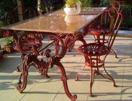 Jugendstil tuintafel met 4 stoelen